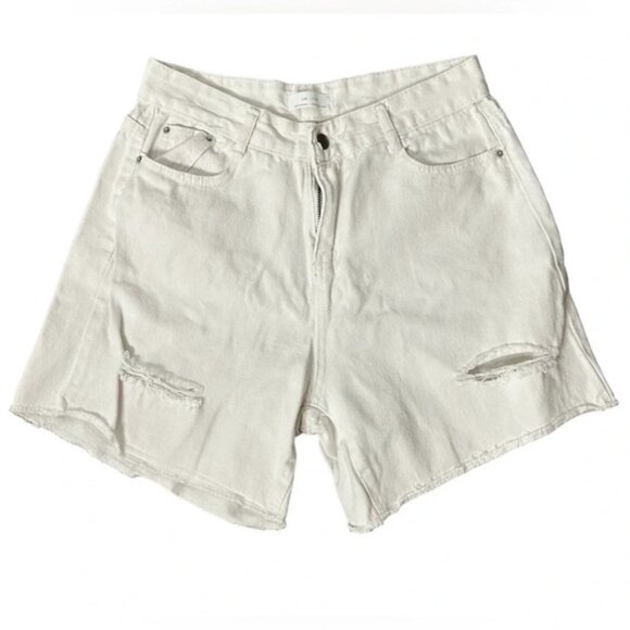 Oak + Fort Bermuda Jorts Jean Shorts High Rise Cutoffs Distressed denim Large - Picture 2 of 16